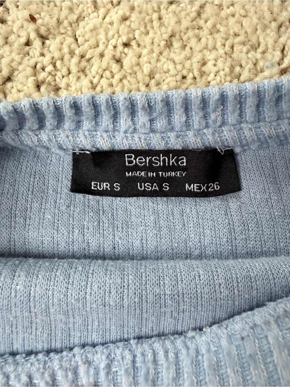 Bershka Light Blue Ribbed Crewneck Sweater - Picture 4 of 7